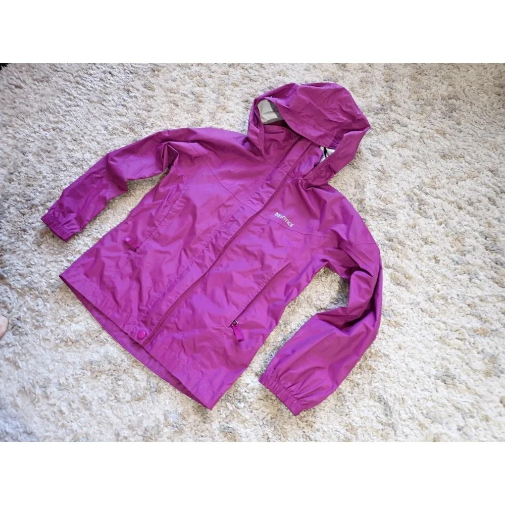 Marmot Rain Jacket‎ Girls Small Purple Good Hooded Waterproof PreCip Shell